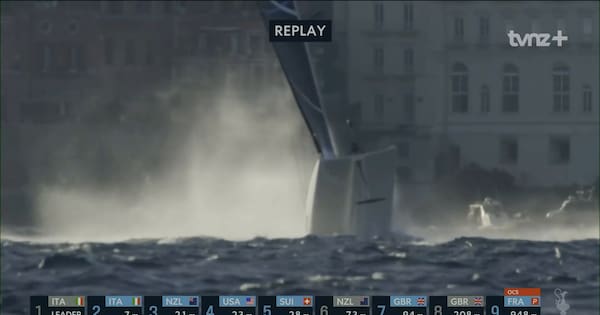 Watch: French boat nosedives in America's Cup preliminary race