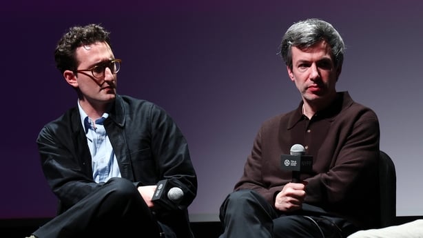 NEW YORK, NEW YORK - SEPTEMBER 30: Lance Oppenheim and Nathan Fielder speak onstage at the