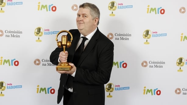 John Duggan with his Sports Broadcaster of the Year award.