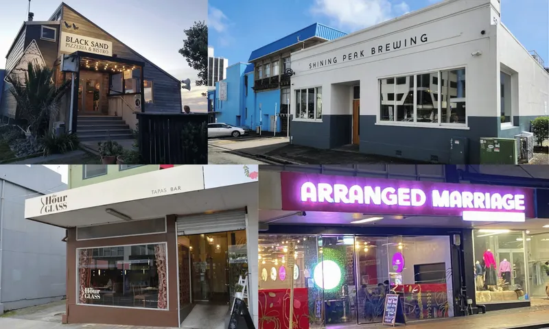 four large hospitality shopfronts in New Plymouth