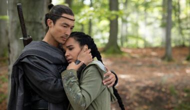 Daniel Henney (Lan Mandragoran), Zoë Robins (Nynaeve al’Meara) in The Wheel of Time season 2. Image: Prime Video.