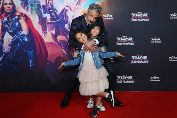 Taika Waititi and daughters Matewa Kiritapu and Te Hinekahu
