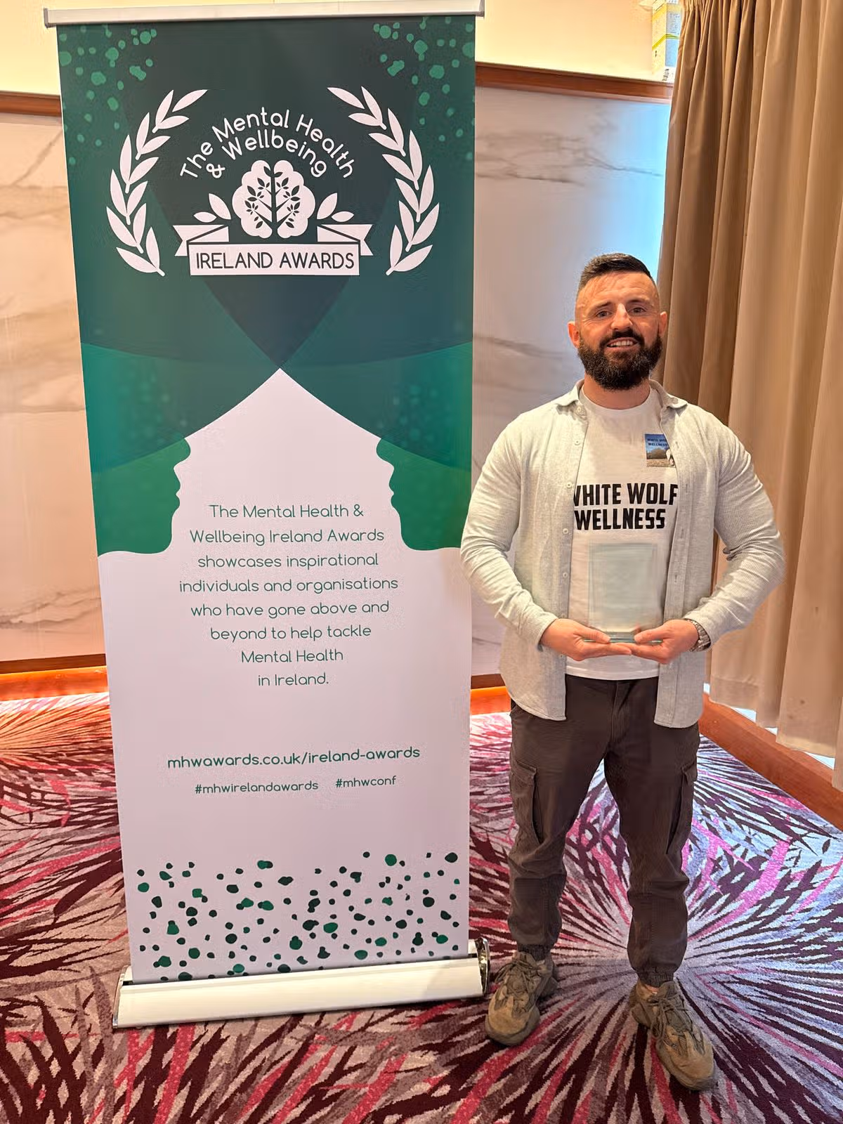 Aidan was named Inspiring Individual at the 2026 Mental Health & Wellbeing Ireland Awards