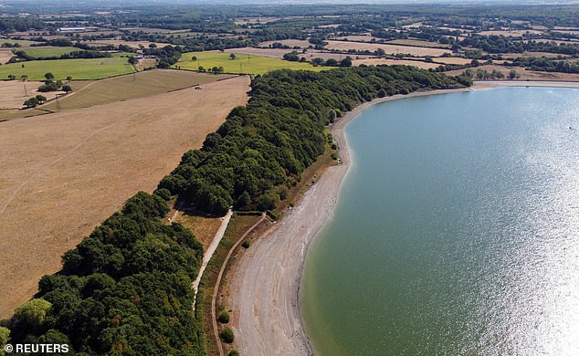 Ardingly Reservoir (pictured), which serves 280,000 residents in Haywards Heath, West Sussex, and surrounding areas in East Sussex, has fallen from 22.8 per cent full a week ago to just 20.2 per cent