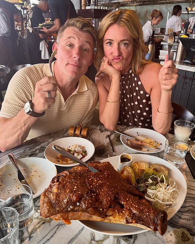 When she's not indulging on a delicious plate of food dished up by one of the This Morning chefs, Cat aims to follow a Mediterranean diet (pictured with co-host Ben Shephard)