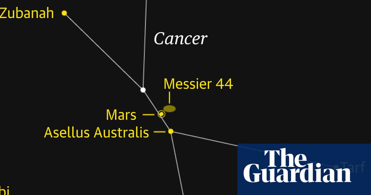 Starwatch: Mars signposts the beautiful Beehive cluster | Astronomy