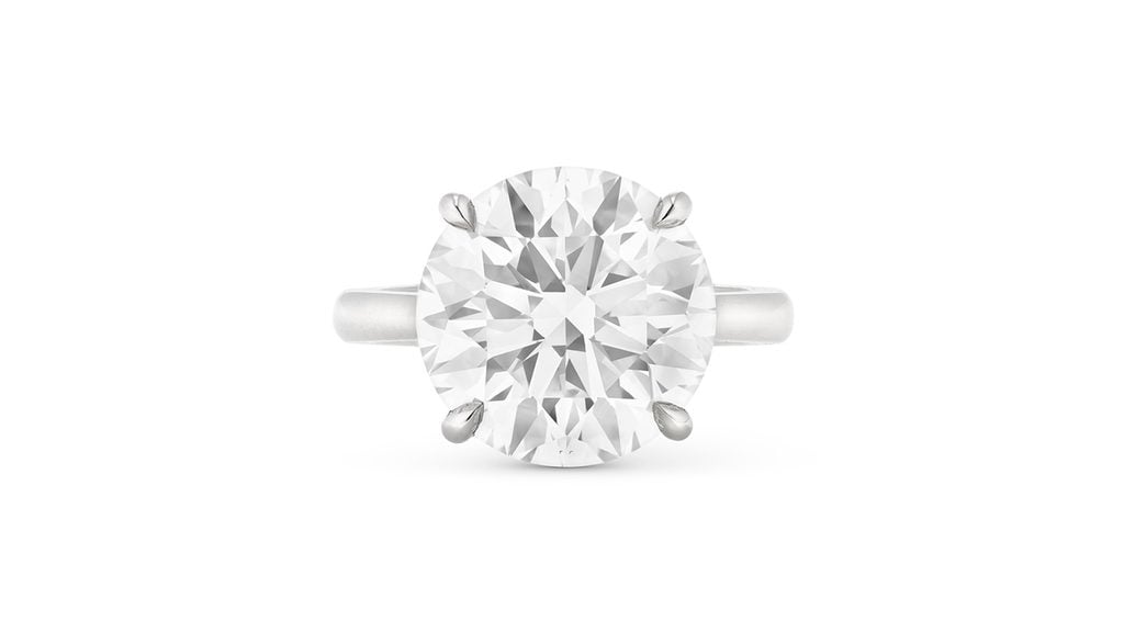 A ring with a round brilliant-cut, 8.17-carat, D, internally flawless diamond was sold without a reserve price at Christie's image
