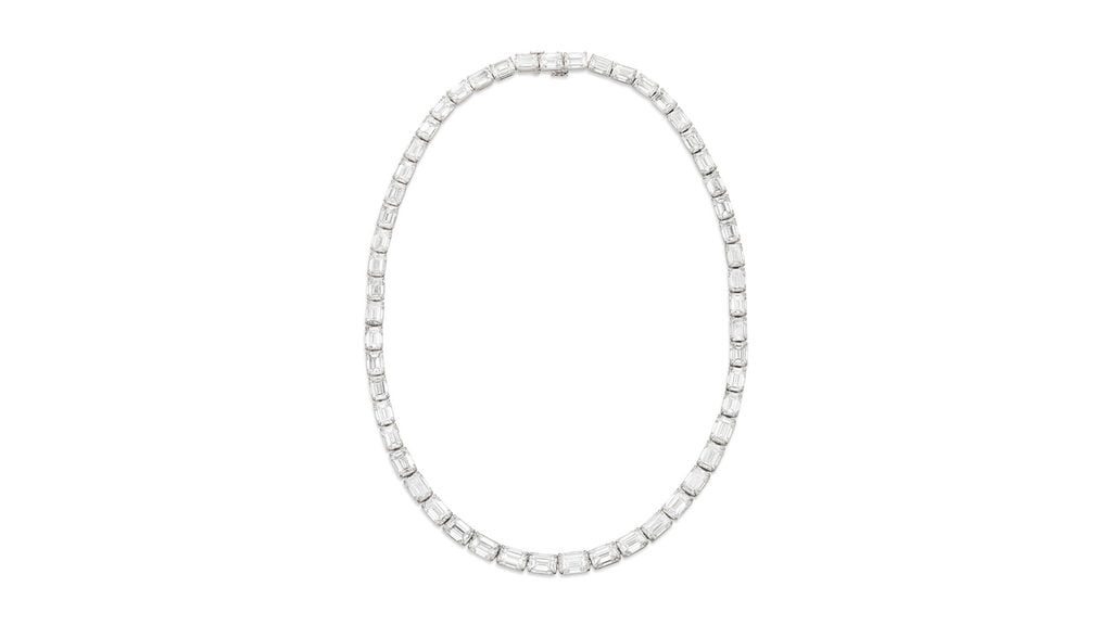 A necklace bearing 53 emerald-cut diamonds weighing between 1 and 2.01 carats, ranging from G to I color and internally flawless to VS2 clarity at Christie's image