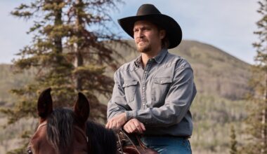 Production still of Luke Grimes on a horse from Marshals season 2.