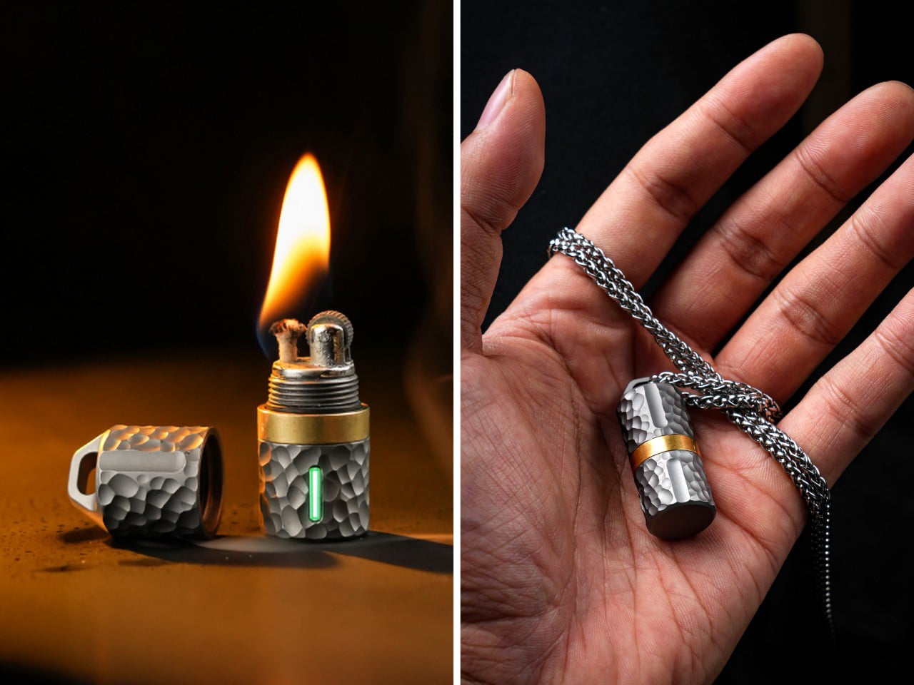 AirTag-sized EDC lighter packs a Zippo-style flame into a 1.4-inch tall Titanium body