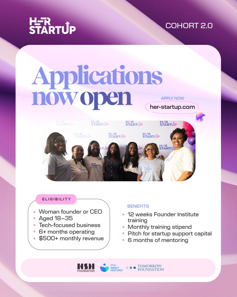Call For Applications: Her Startup Cohort 2.0 — Women Founders