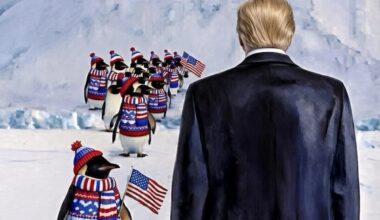 Trump shares AI image of penguins welcoming him to Greenland - an island that has no penguins