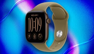 Apple Watch Series 12 in bronze on blue background