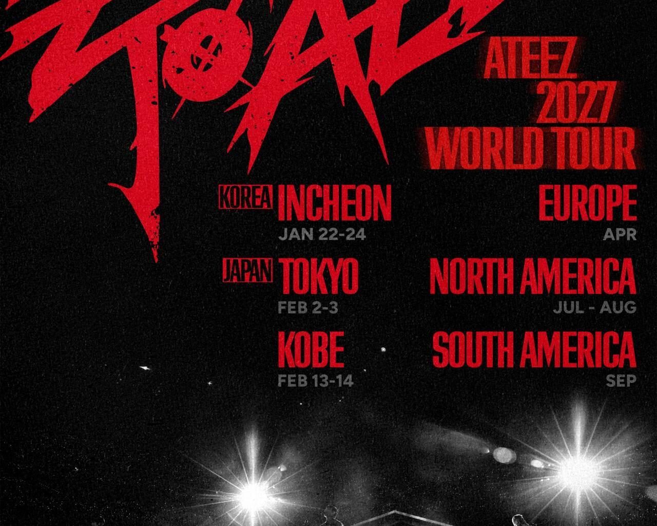 Promotional poster for ATEEZ’s 2027 world tour, “ZERO TO ALL” / Courtesy of KQ Entertainment