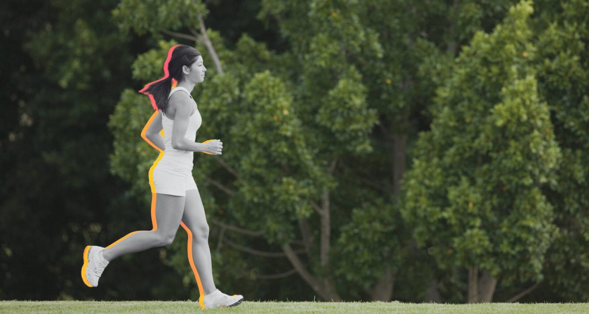 a person running in a field