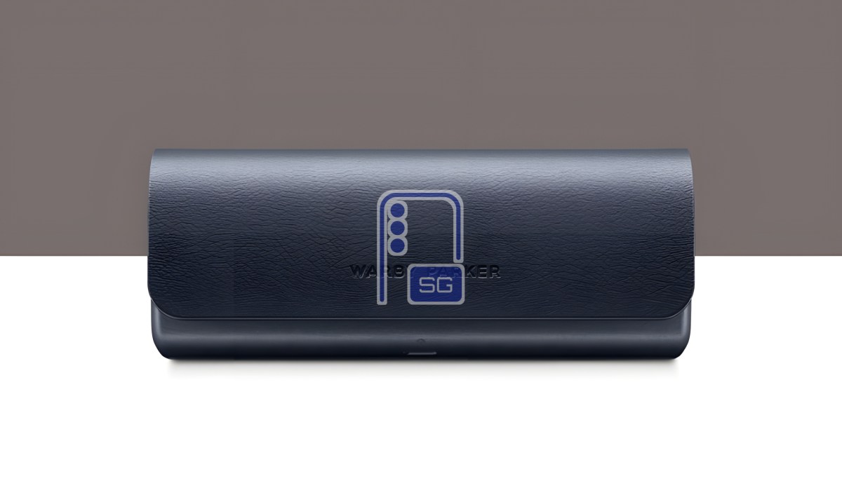 The carrying/charging case for the Warby Parker designed Samsung smart glasses