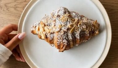 Almond croissant at Oh Delices in Lakewood, NJ