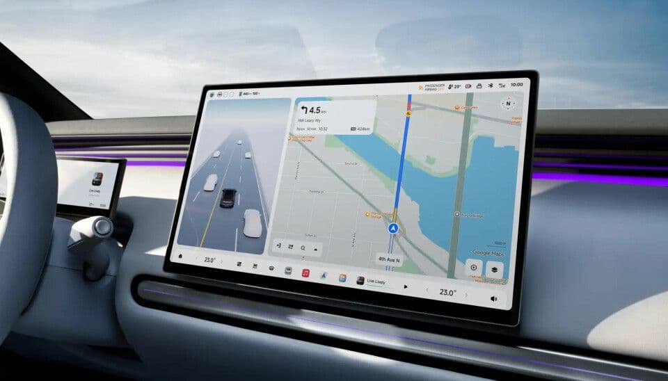 XPeng L03 XOS 6.0 cockpit showing native Google Maps navigation