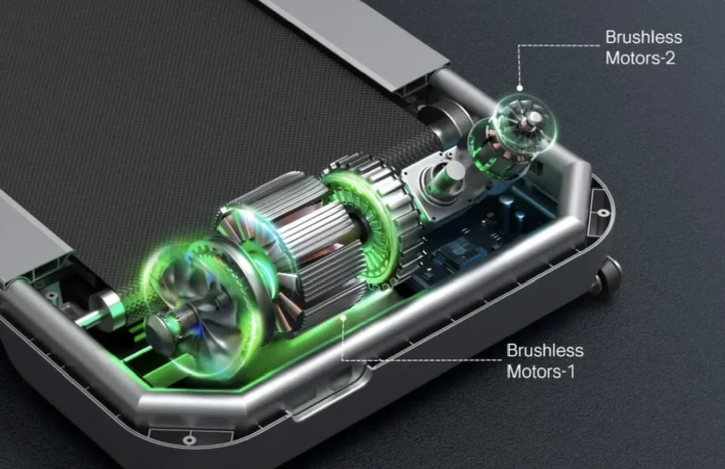 The brushless system reduces friction and extends the machine's lifespan