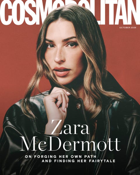 cosmopolitan magazine cover, october 2026 featuring zara mcdermott in a leather jacket. cosmopolitan magazine cover, october 2026 featuring zara mcdermott in a leather jacket.