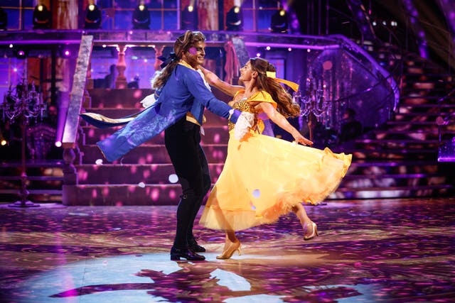 Dani Dyer and Nikita Kuzmin, during their appearance on the live show on Saturday for BBC One’s Strictly Come Dancing