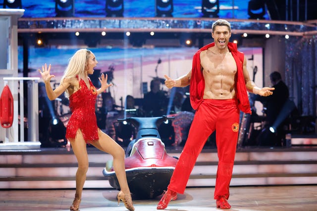 Amy Dowden and Chris Appleton during their appearance on the live show on Saturday for BBC One’s Strictly Come Dancing