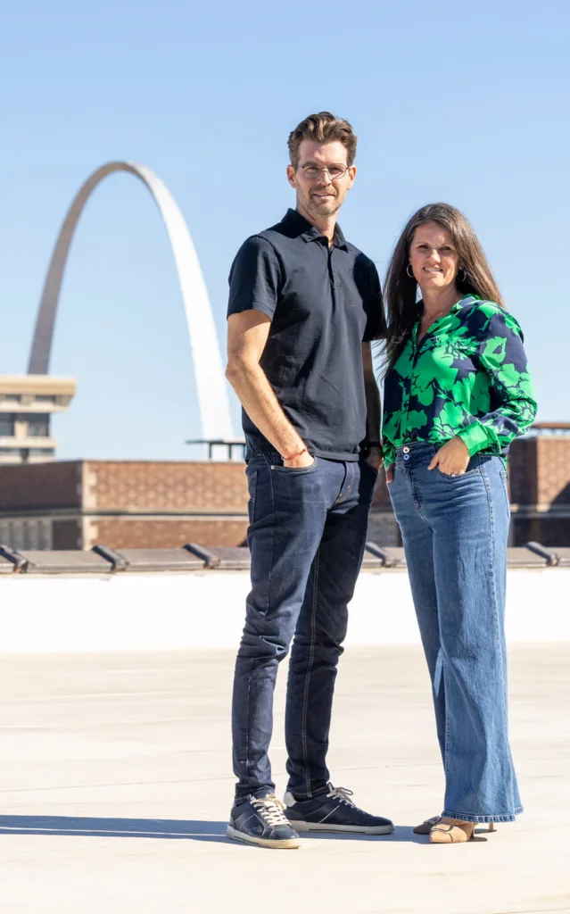 Two people posing for a portrait.