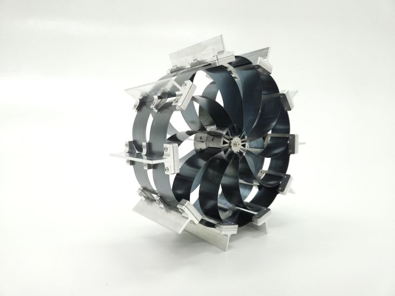 The wheel that can shrink from 20 inches to 9 inches in diameter.