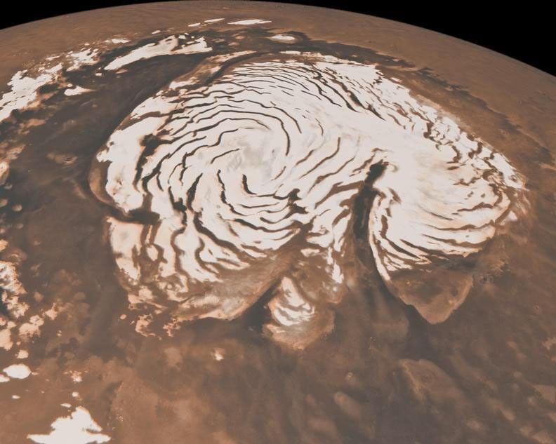 North Pole of Mars. (Credit: NASA/JPL-Caltech/MSSS)