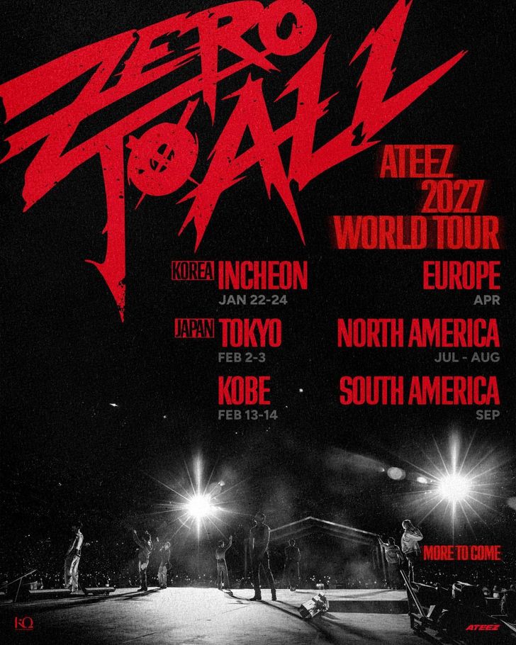 Promotional poster for ATEEZ’s 2027 world tour, “ZERO TO ALL” / Courtesy of KQ Entertainment