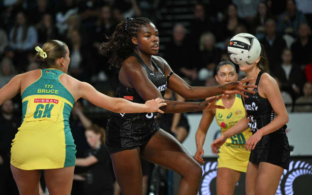 New Zealand’s Grace Nweke.
New Zealand Silver Ferns v Australian Diamonds. Game 1 of the 2026 Constellation Cup Neball Series. Spark Arena in Auckland on Sunday 18 October 2026. © Photo: Andrew Cornaga / Photosport