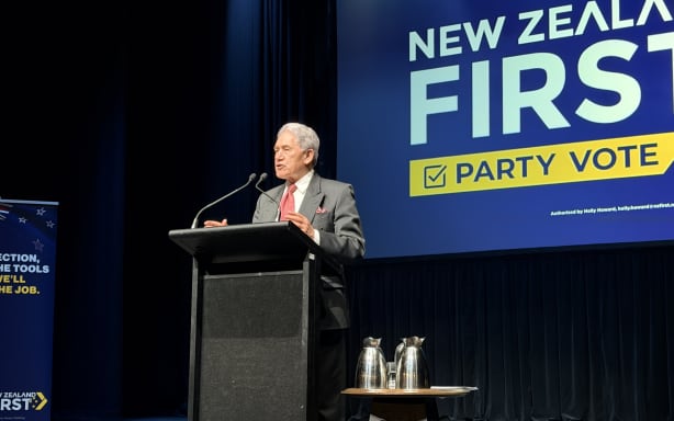 NZ First leader Winston Peters speaks in Christchurch on Sunday, 18 October.