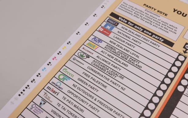 Voting papers being printed in Petone, Wellington weeks ahead of the election.