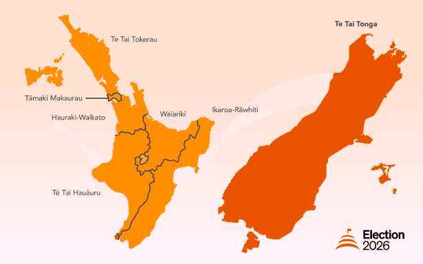 Election 2026: Map showing boundary of the Te Tai Tonga electorate.