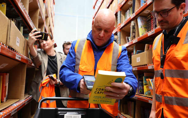 National Party leader Christopher Luxon campaigning at Book Hero in Hobsonville, October 2026.