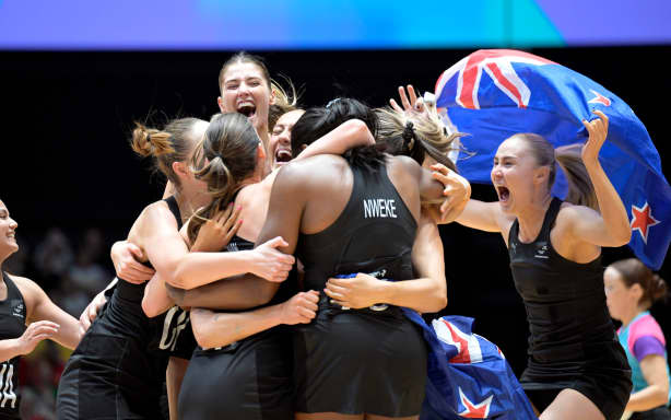New Zealand Silver Ferns celebrate winning the final and gold medal match, New Zealand Silver Ferns v Jamaica, Grand Final netball match of the 2026 Glasgow Commonwealth Games at OVO Hydro, Glasgow, Scotland on Sunday 2 August 2026.
Photo: Jayne Russell / Photosport