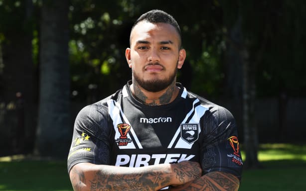 Portrait of NZ Kiwis player Addin Fonua-Blake.
2017 Rugby League World Cup. Turangawaewae Marae, Ngaruawahia. New Zealand. Thursday 19 October 2017 © Copyright Photo: Andrew Cornaga / www.Photosport.nz
