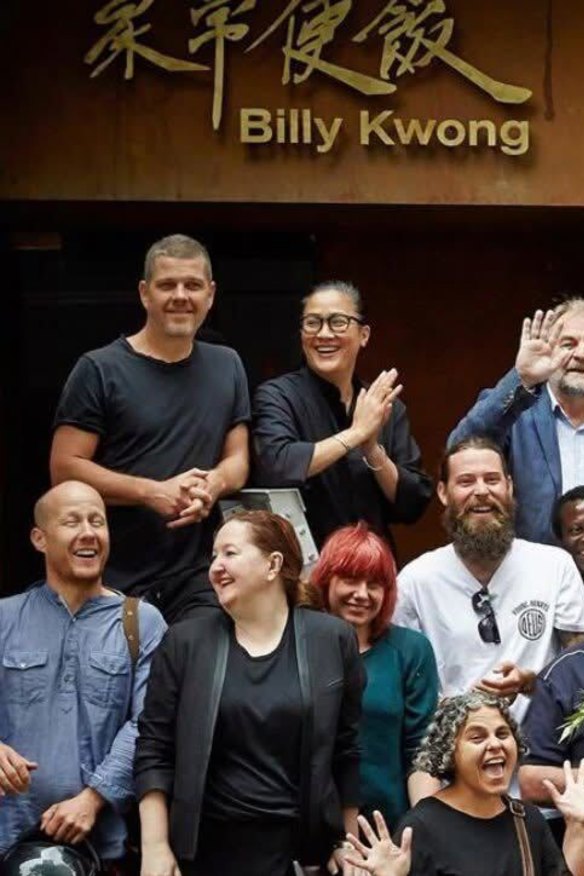 Kylie Kwong in a photo with friends and colleagues including Lisa Havilah (front centre) posted to mark the final service of her restaurant Billy Kwong in 2019.