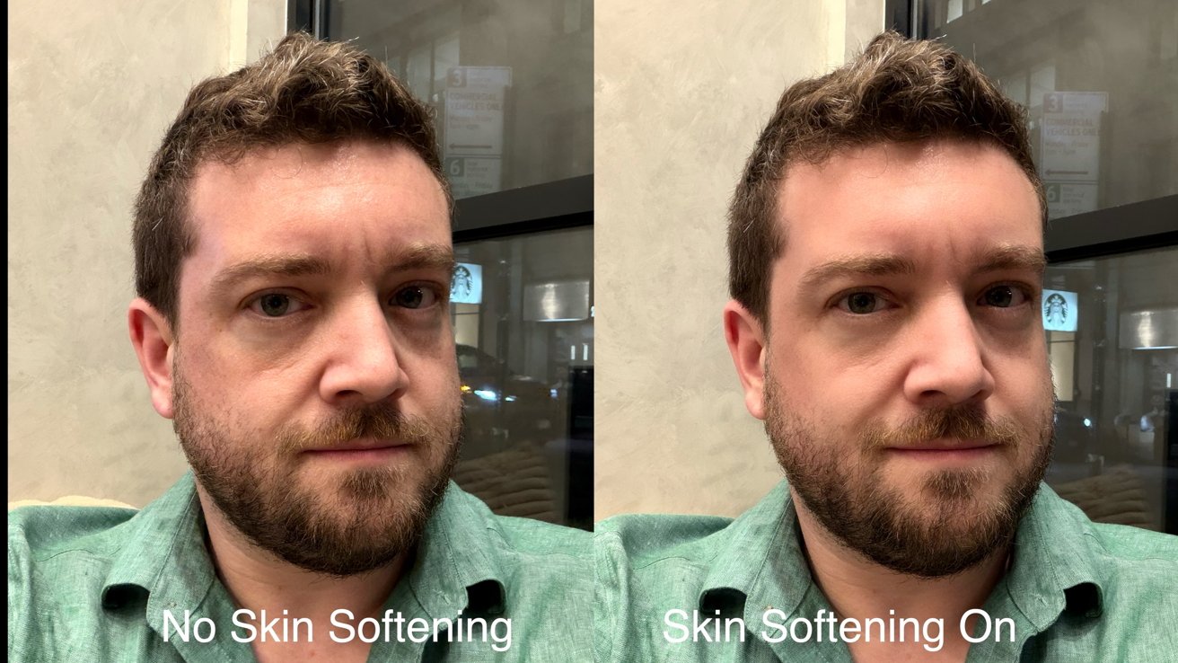 iPhone 18 Pro review: Apple's new skin softening texture, which works decently well even with a beard