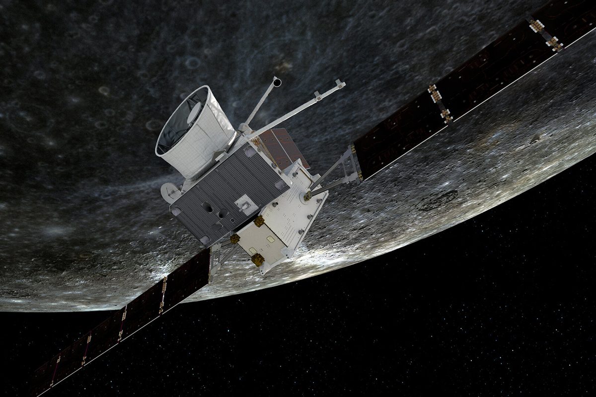 Artist impression of BepiColombo at Mercury. Credit: ESA/ATG medialab