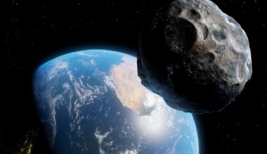 a large lumpy rock speeding through space towards earth