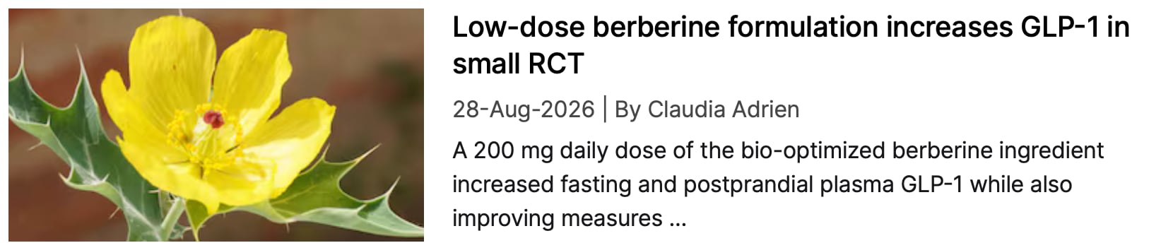 Low-dose berberine and GLP-1 NI coverage