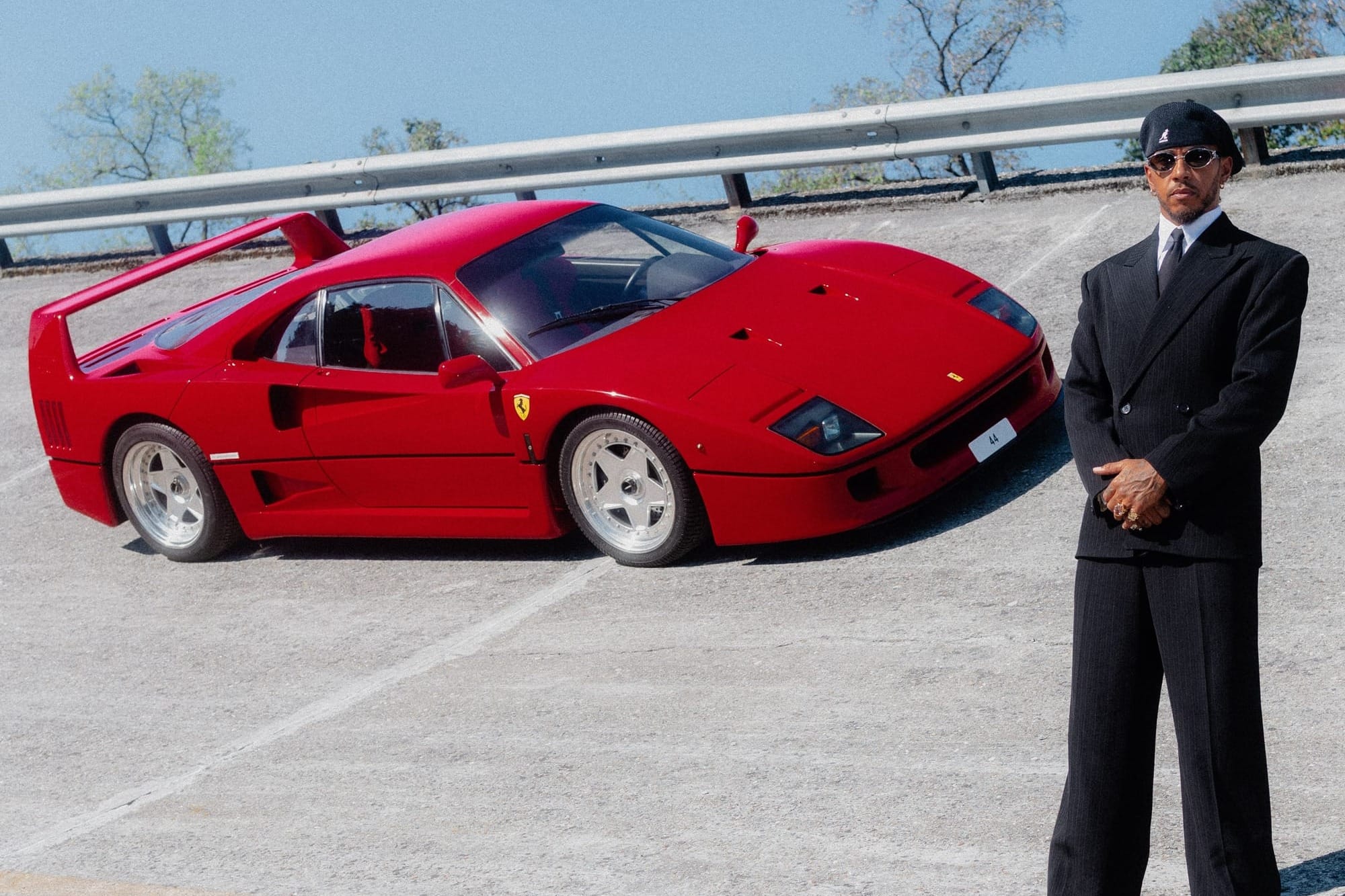 Lewis Hamilton poses with his Ferrari F40 at Monza