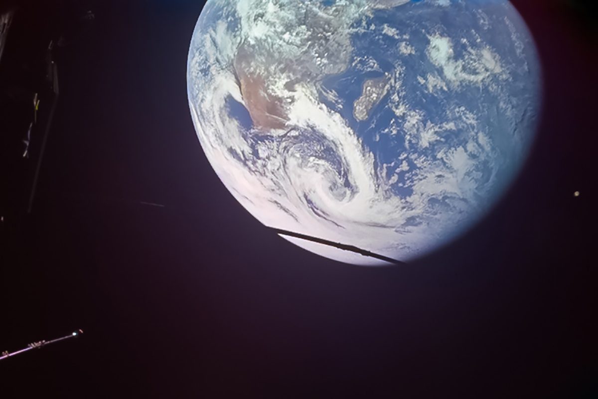 Earth from space, as seen by the Jupiter Icy Moons Explorer (Juice) on 28 September 2026. Credit: ESA/Juice/JMC. Acknowledgements: Simeon Schmauß