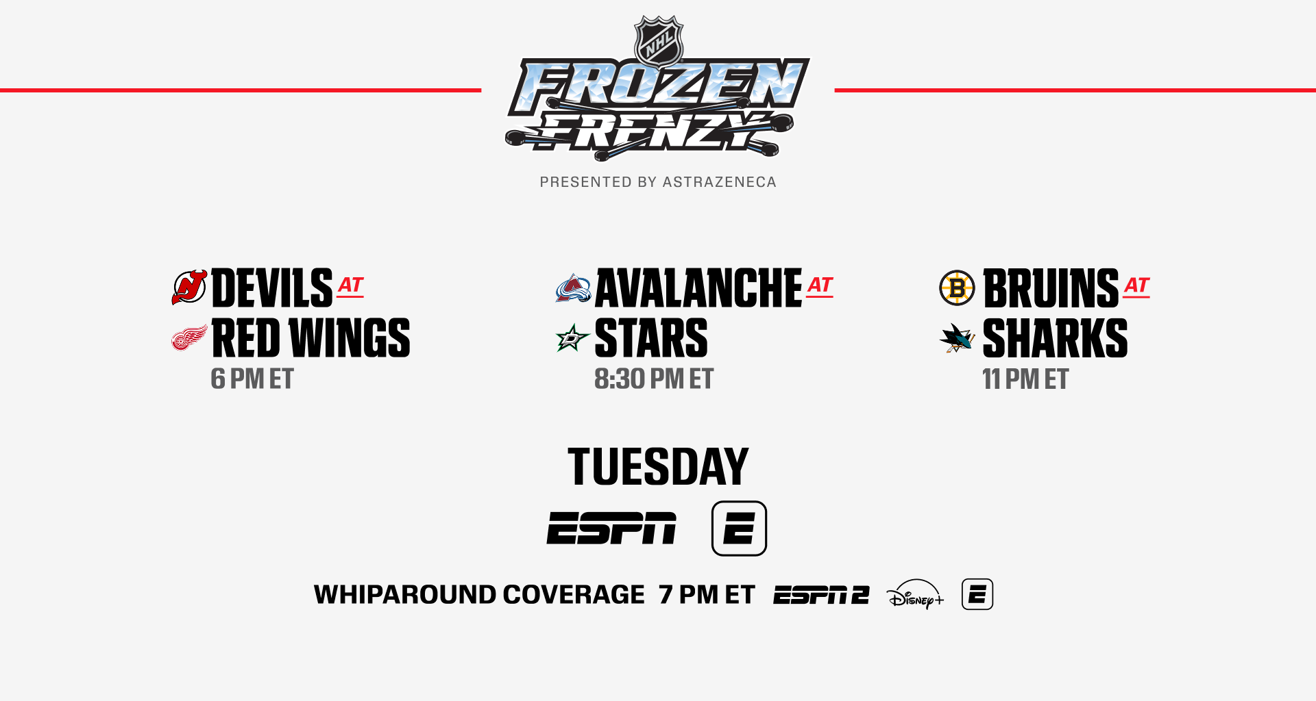 ESPN’s NHL Frozen Frenzy returns Tuesday for fourth consecutive season for wall-to-wall hockey action
