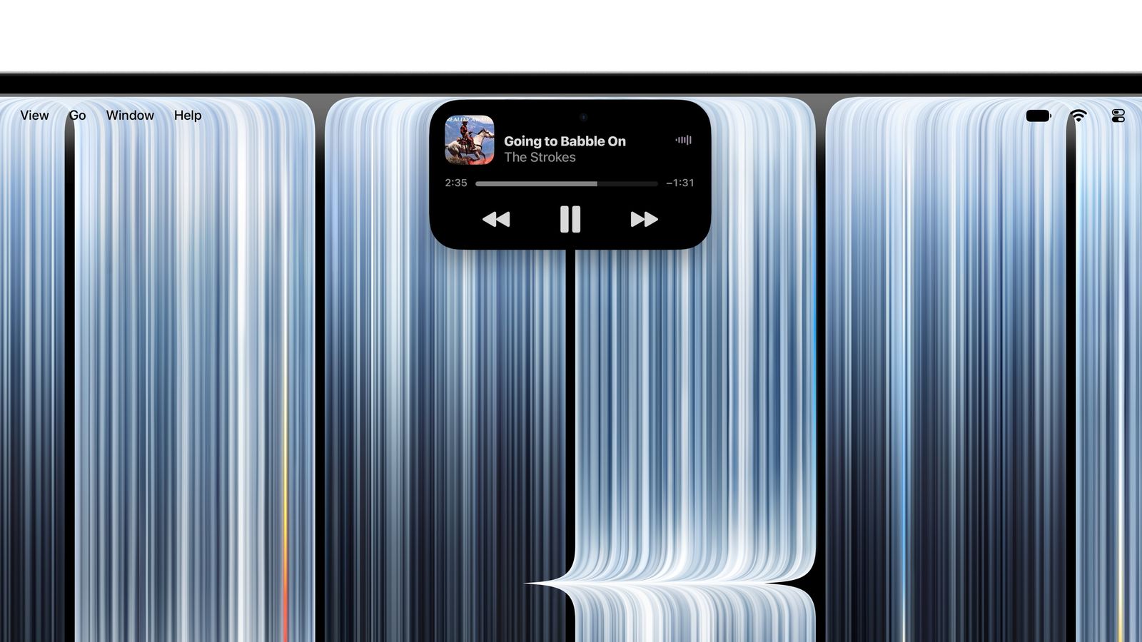 The Dynamic Island replaces the notch from previous generations and can expand to display controls and realtime activities.