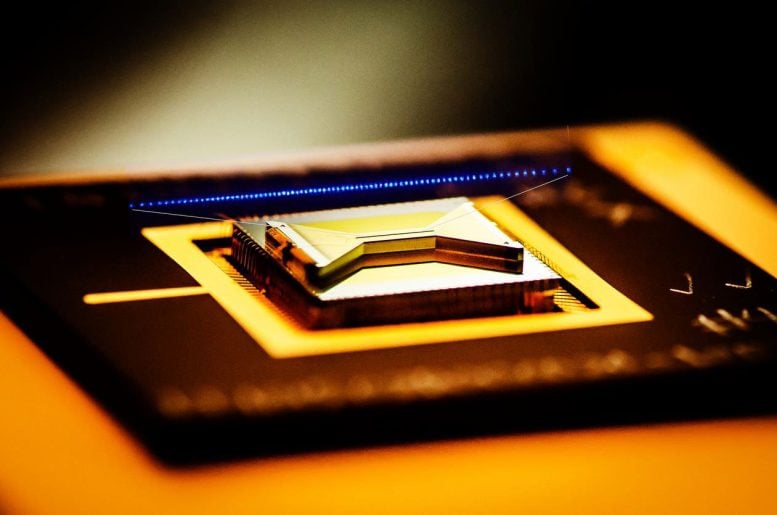 Closeup View of a Surface Ion Trap Used in Quantum Computing Technology