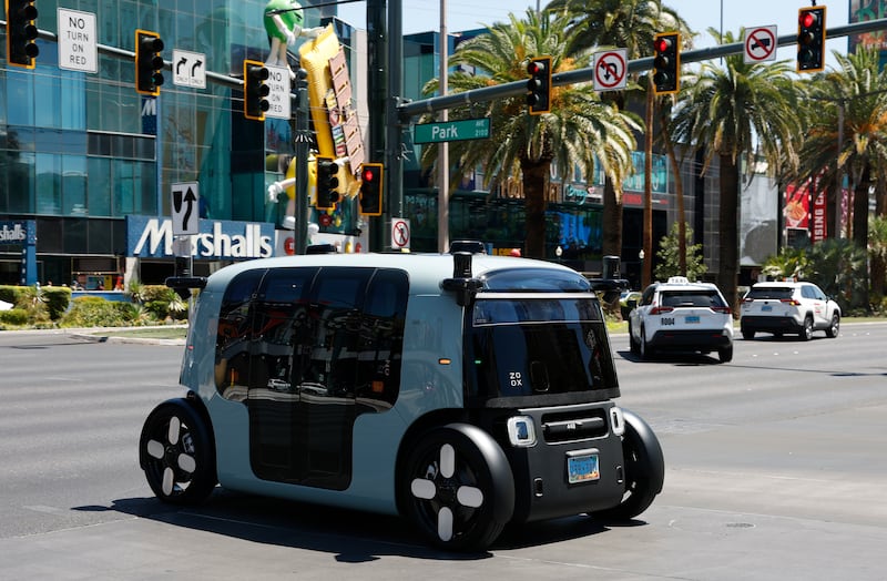 Zoox, the new driverless vehicle on the block, known locally as a 'toaster on wheels'. Photograph: Justin Sullivan/Getty Images