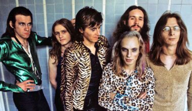 Roxy Music posing for a photograph in 1972
