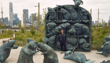 Kent Monkman debuts beaver sculpture in Toronto's ambitious new waterfront park